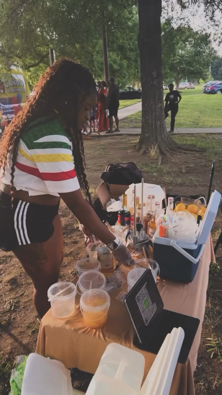 Fresh Sips drink station setup at outdoor event